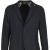 Abbigliamento Manuel Ritz | Giacca Blazer Blu Microfantasia Con Toppe - Manuel Ritz - Prestigemodauomo