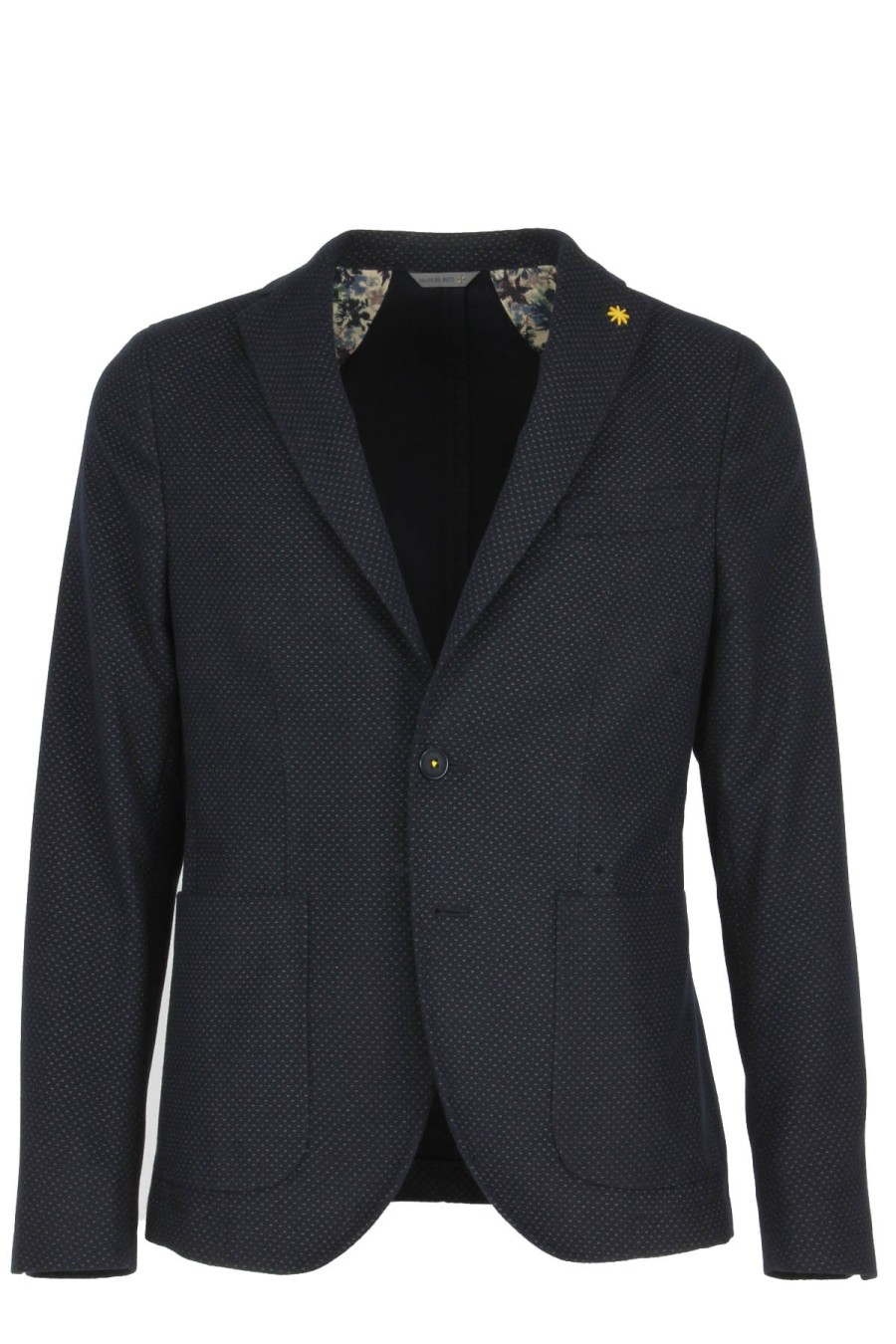 Abbigliamento Manuel Ritz | Giacca Blazer Blu Microfantasia Con Toppe - Manuel Ritz - Prestigemodauomo