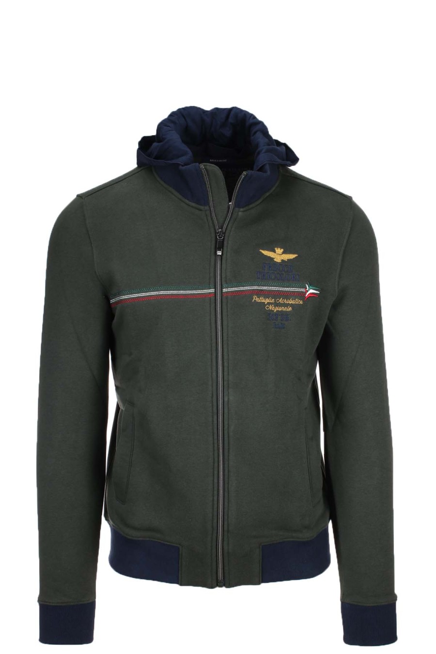 Abbigliamento Aeronautica Militare | Felpa Cardigan Zip Con Cappucciofrecce Tricolori - Aeronautica Militare - Prestigemodauomo