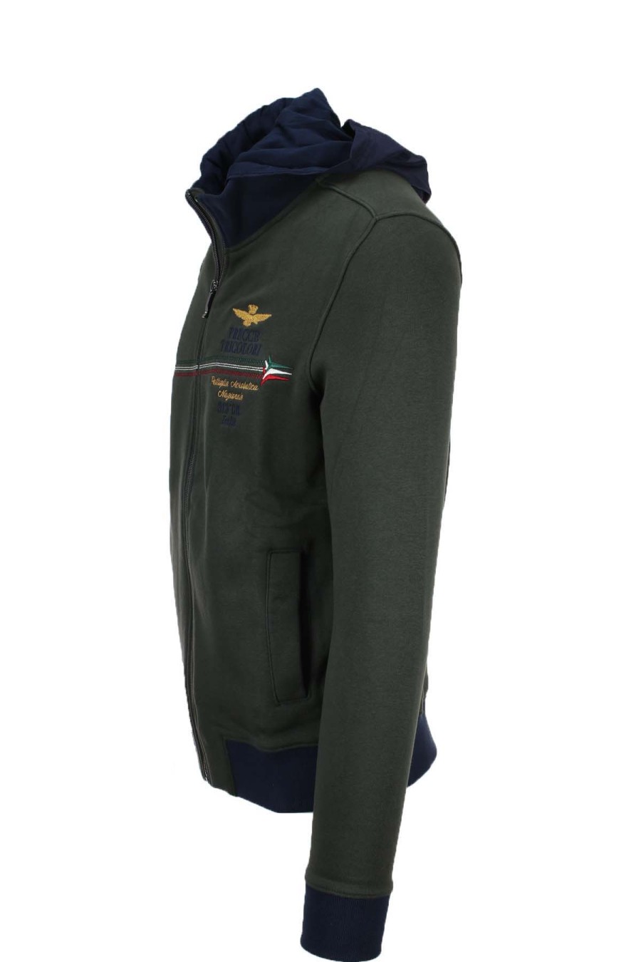 Abbigliamento Aeronautica Militare | Felpa Cardigan Zip Con Cappucciofrecce Tricolori - Aeronautica Militare - Prestigemodauomo