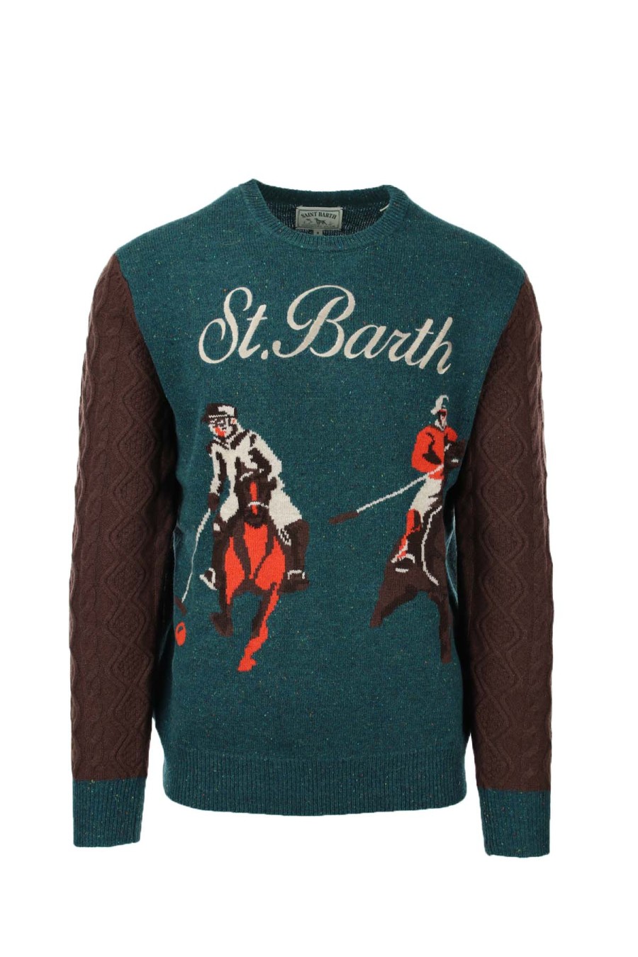 Abbigliamento Saint Barth MC2 | Maglia Pullover Girocollo In Lana Con Trecce Polo Horse - Saint Barth Mc2 - Prestigemodauomo