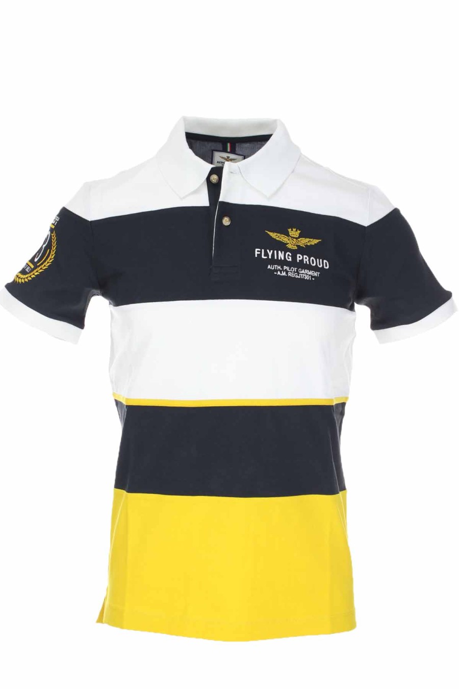 Abbigliamento Aeronautica Militare | Polo Mezza Manica Bande Orizzontali Multicolor - Aeronautica Militare - Prestigemodauomo