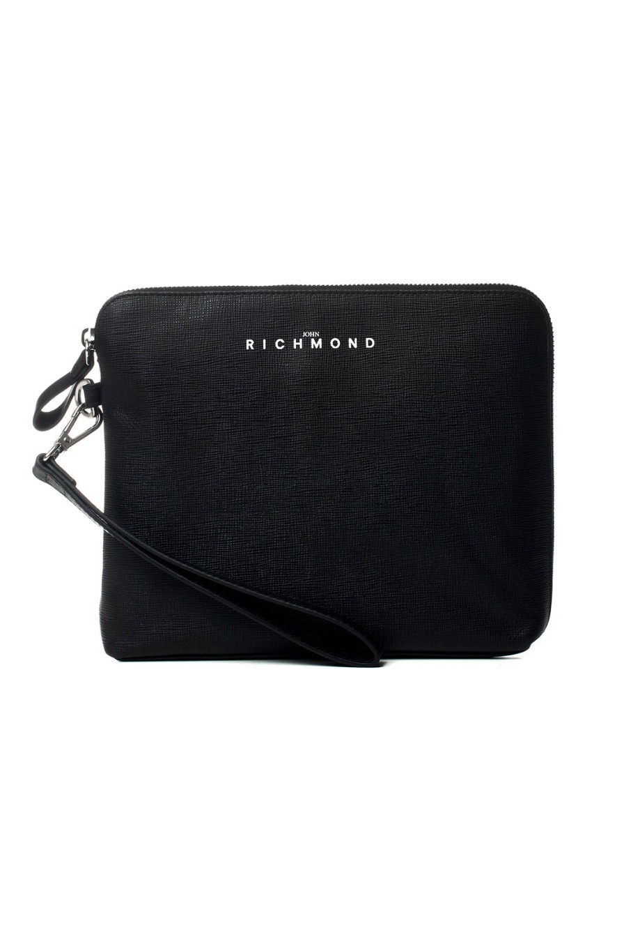 Accessori JOHN RICHMOND | Pochette In Pelle Saffiano Con Logo John Richmond - John Richmond - Prestigemodauomo